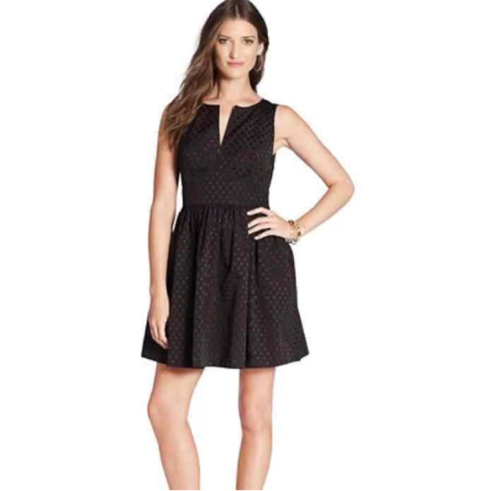 Juicy Couture Black Dot Fit and Flare Sleeveless Mini Dress